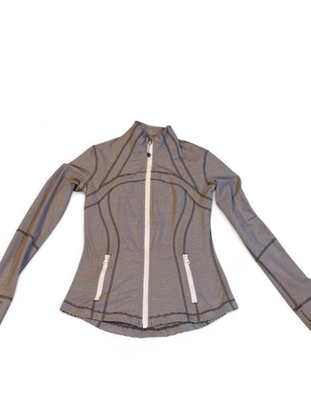 Excellent Condition Gray striped Lululemon Define Jacket with black stitching